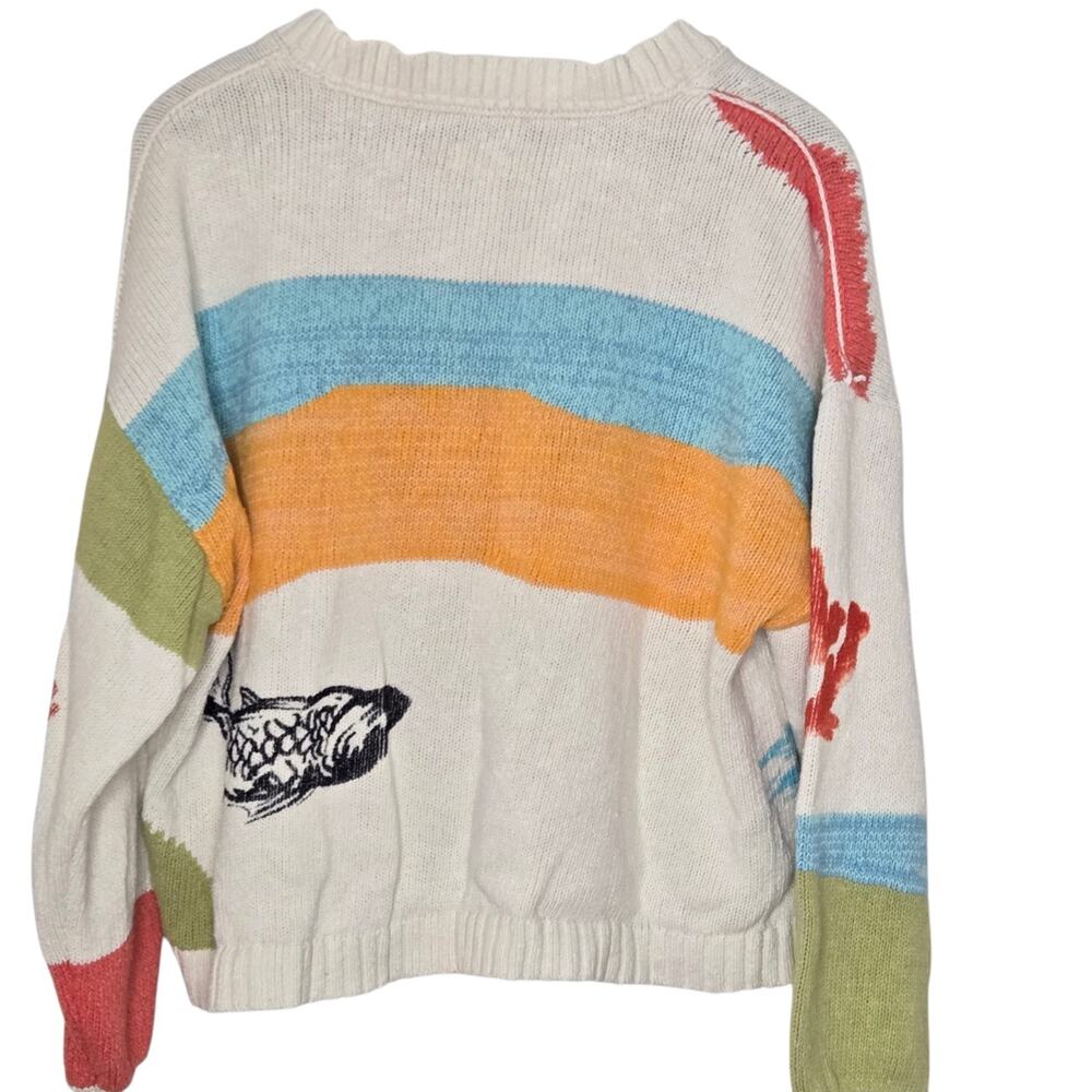 Anthropologie Pilcro Icon Graphic Cardigan Sweater Size Large Coastal Fisherman - Picture 5 of 11